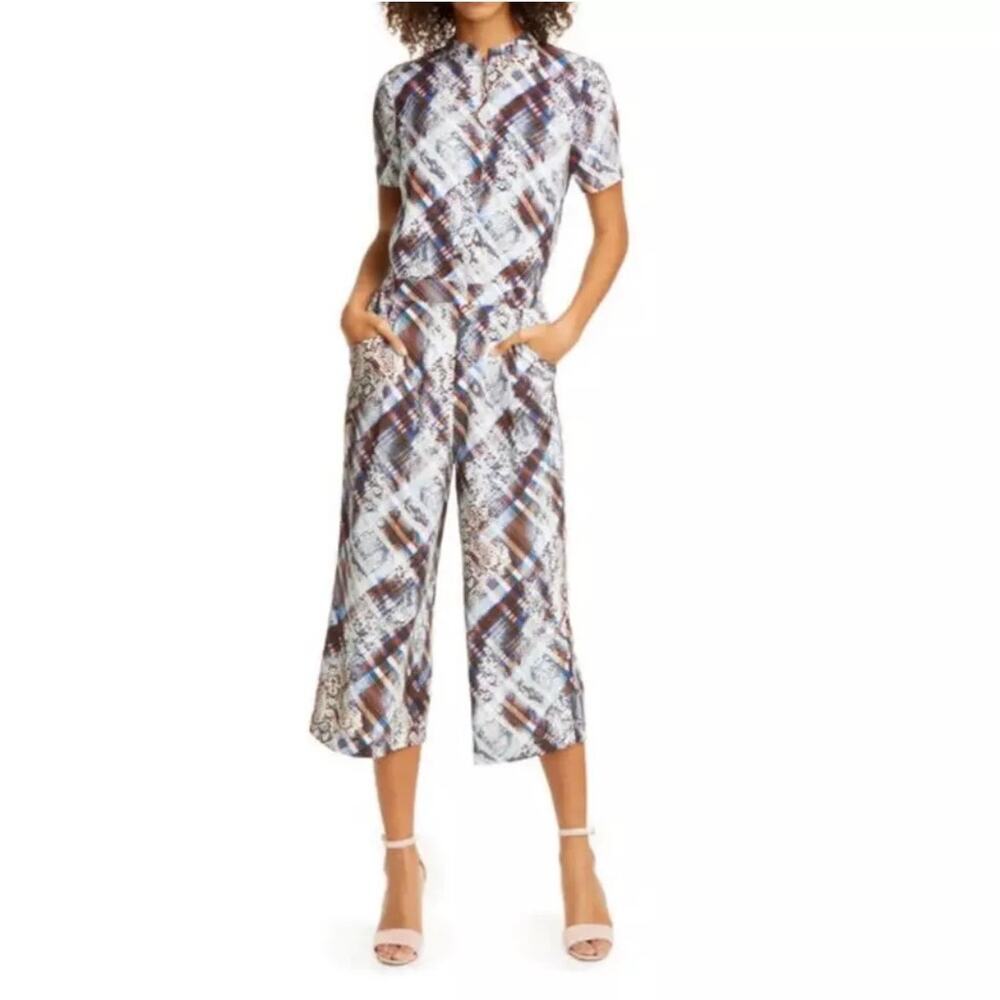 Ted Baker London Balay Quartz Plaid Print Cropped Jumpsuit Size 3 / US 8 Pockets - Picture 9 of 9